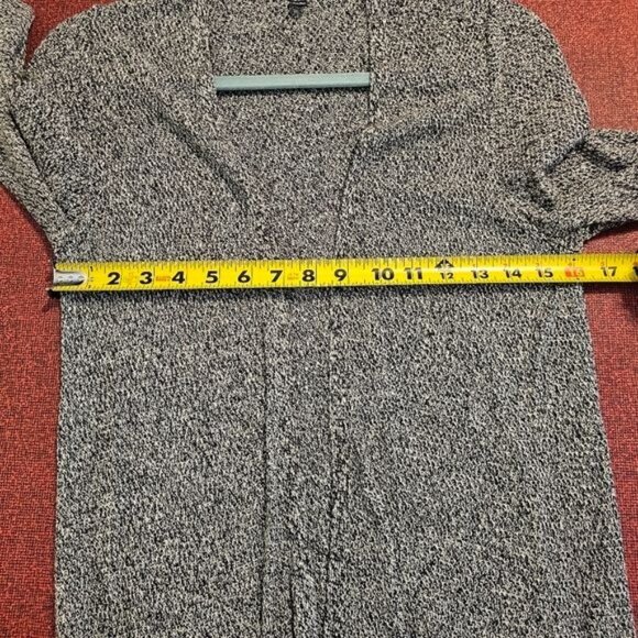 Eileen Fisher Long Duster‎ Cardigan Sz PM Marled Gray Boho Relaxed Open Beach - Picture 8 of 9